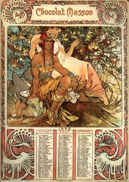  tinto Pintura - Manhood 1897 calendario checo Art Nouveau distintivo Alphonse Mucha